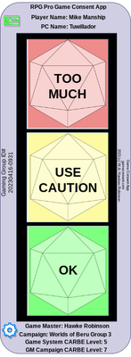 traffic light green, yellow, red, with d20 symbols for game consent.